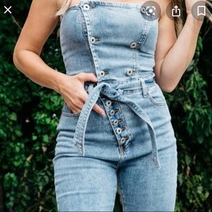 Kittenish Emma strapless denim jumpsuit NWT